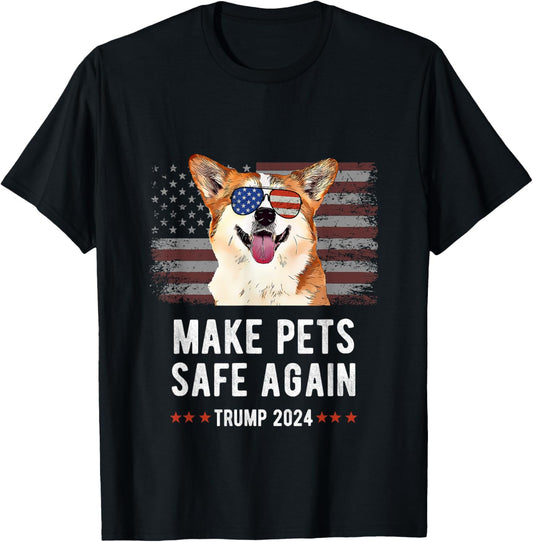 Make Pets Safe Again Corgi Dog Trump 2024 T-Shirt