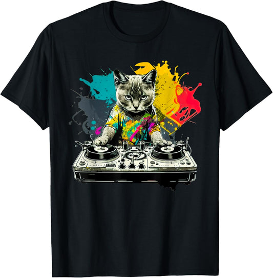 Dj Cat funny house music cat music lover T-Shirt
