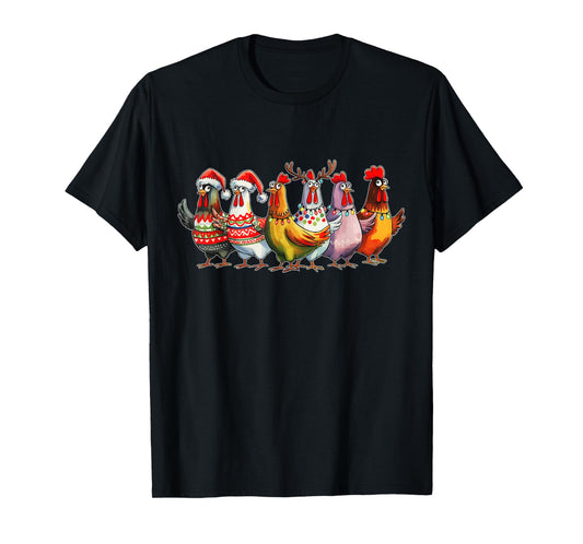 Funny Xmas Chicken Farmer Christmas Matching Family Christma T-Shirt