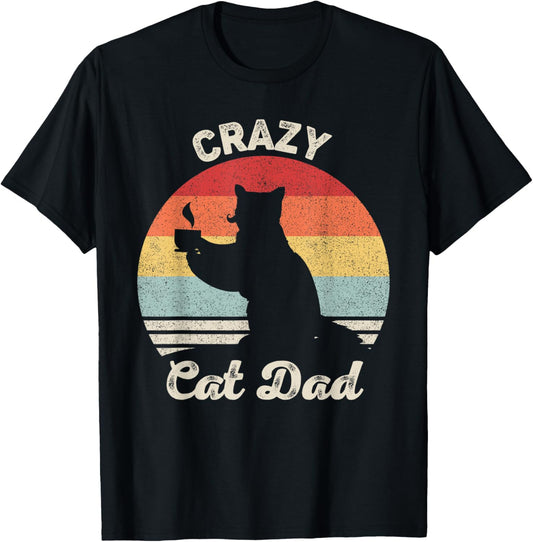 Vintage Retro Crazy Cat Dad T-Shirt