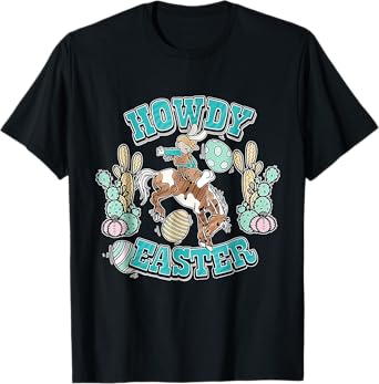Howdy Easter Shirt Western Cowboy Bunny Easter Egg Hunt T-Shirt