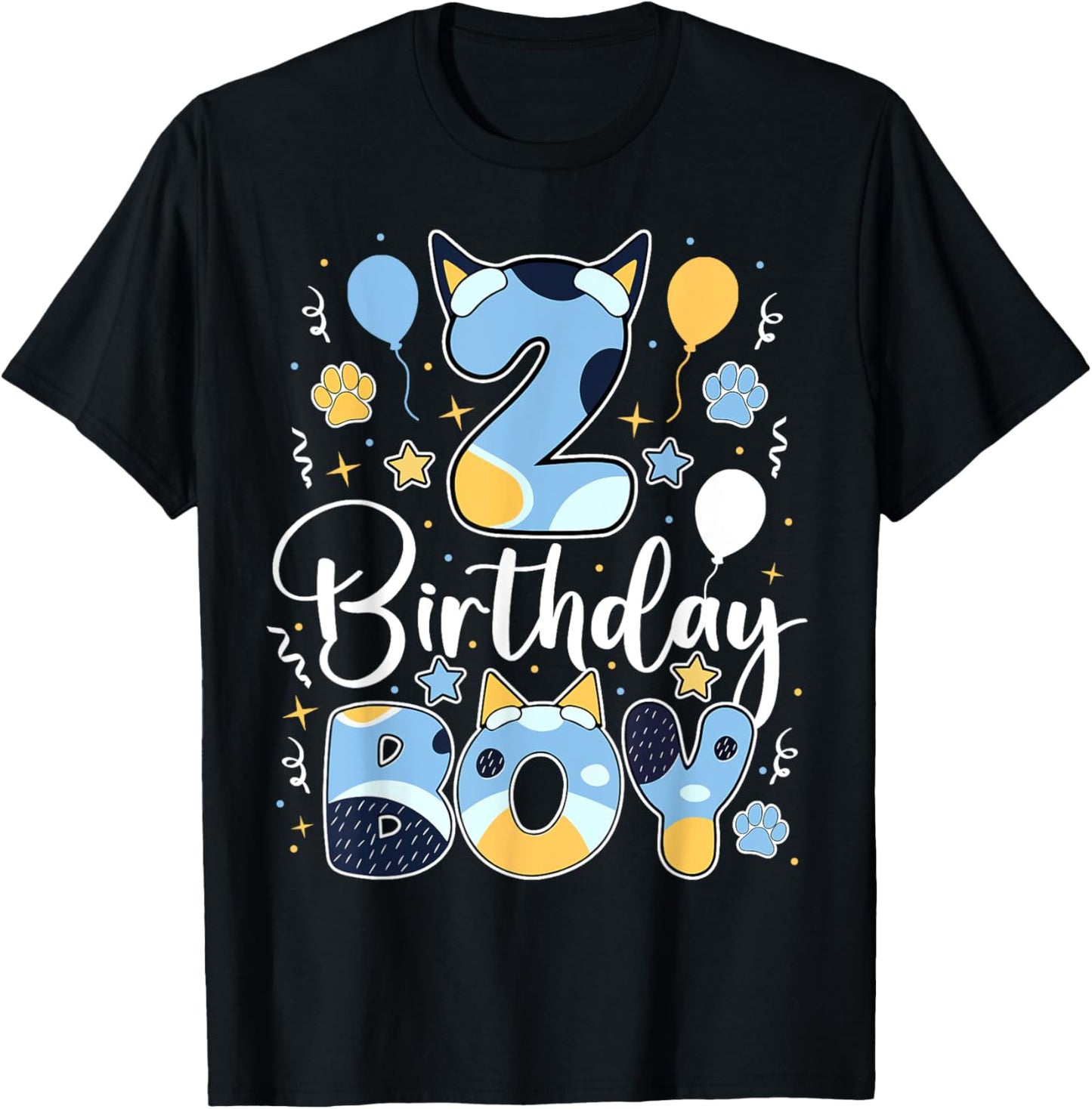 Birthday Boy 2 Present Blue Dog Lovers 2nd Birthday Toddlers T-Shirt