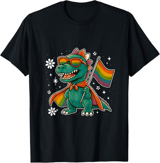 Dinosaur Gay Pride LGBT Rainbow Flag lgbtq pride T-Shirt