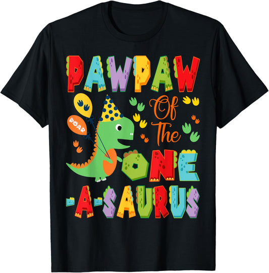 Pawpaw Of The One-A-Saurus 1St Birthday Boy Dinosaur T-Shirt