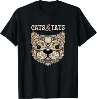 Cats And Tats Funny Cat Tattoo Artist Kitty Lover Mom Dad T-Shirt