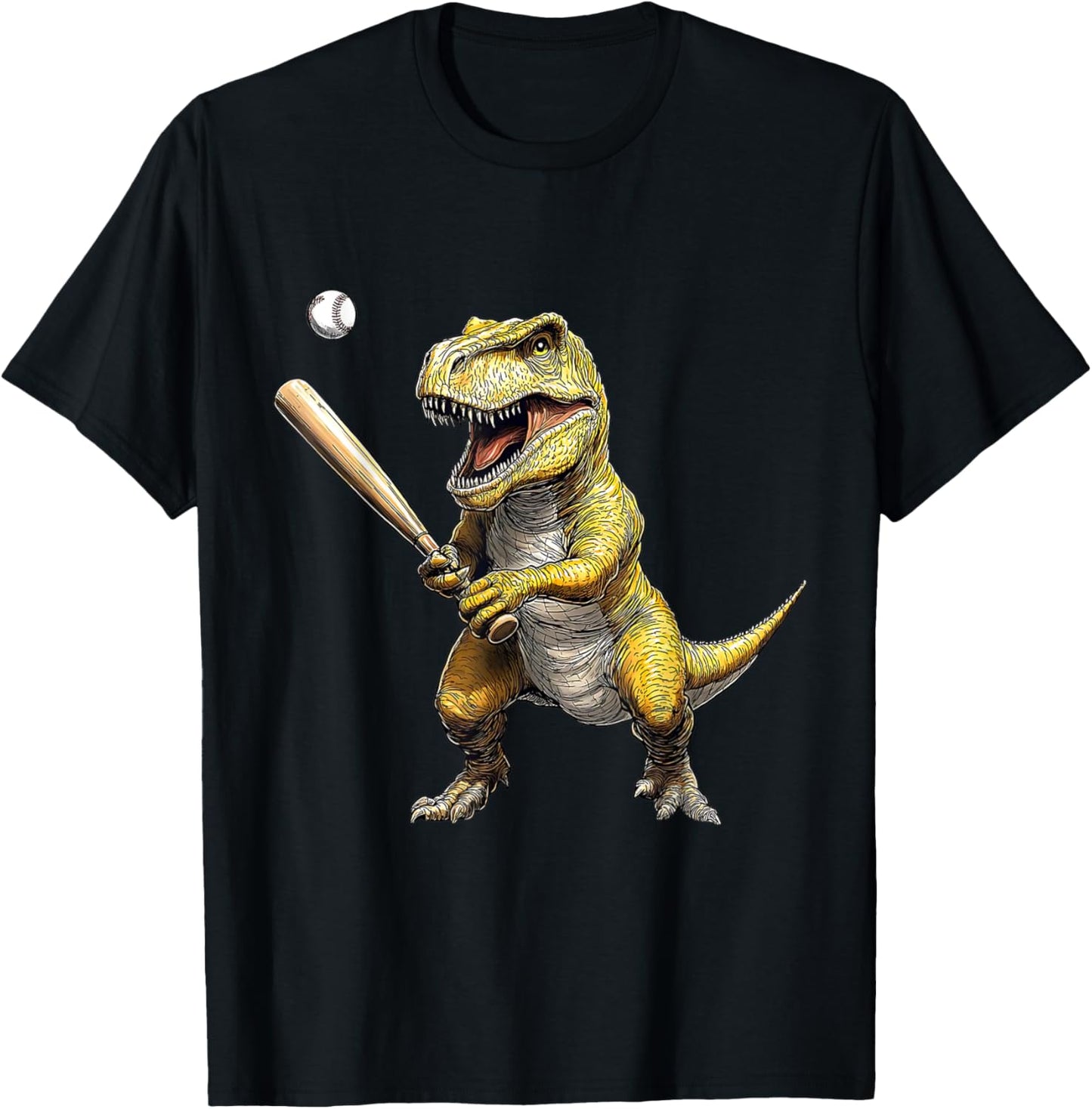 T Rex Playing Baseball Funny Dinosaur Retro Boys T-Shirt