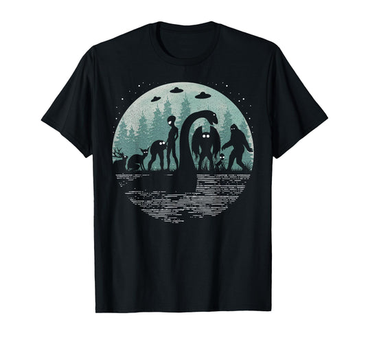 Bigfoot Loch Ness Monster With Mothman Aliens! Funny Cryptid T-Shirt