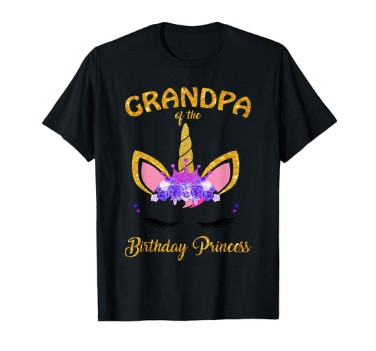 Grandpa Of The Unicorn Girl Birthday Princess Grandfather T-Shirt