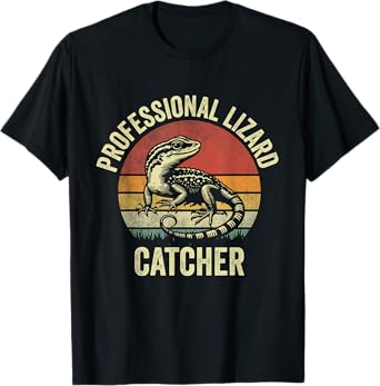 Professional Lizard Catcher Funny Retro Gecko Lizard Hunter T-Shirt
