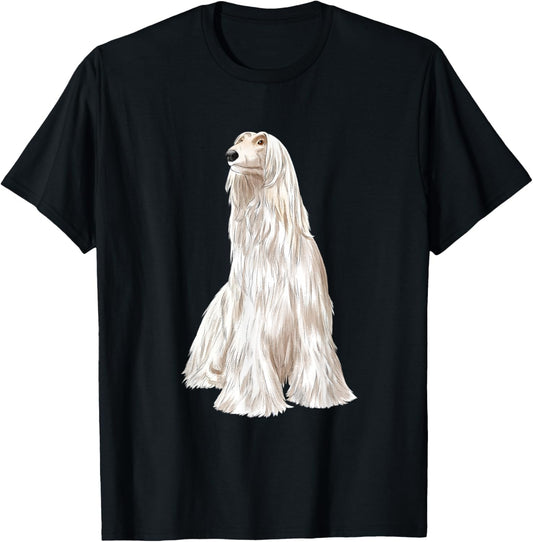 Sitting Dog White Afghan Hound T-Shirt