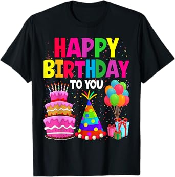 Happy Birthday Lover Gift Co. Happy Birthday Graphic T-Shirt - Black, Small, Unisex-Adults & Kids