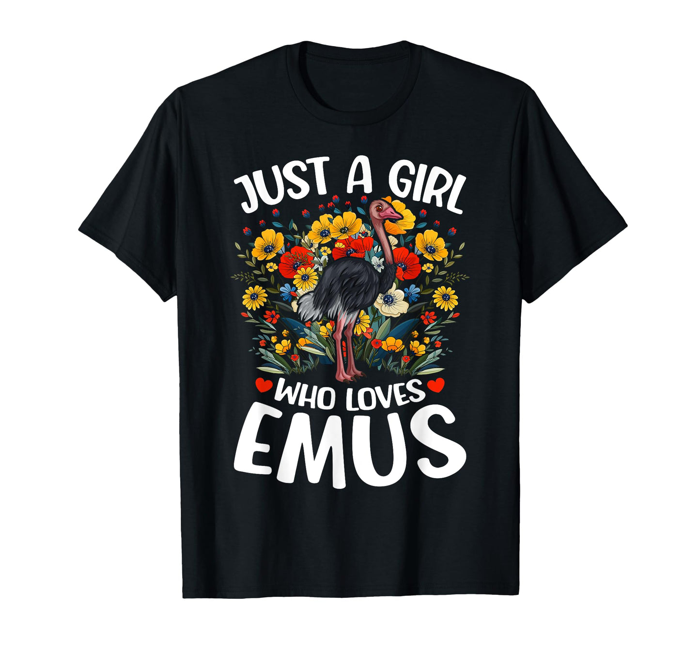 Just A Girl Who Loves Emus Aesthetic Flower Emu Bird T-Shirt
