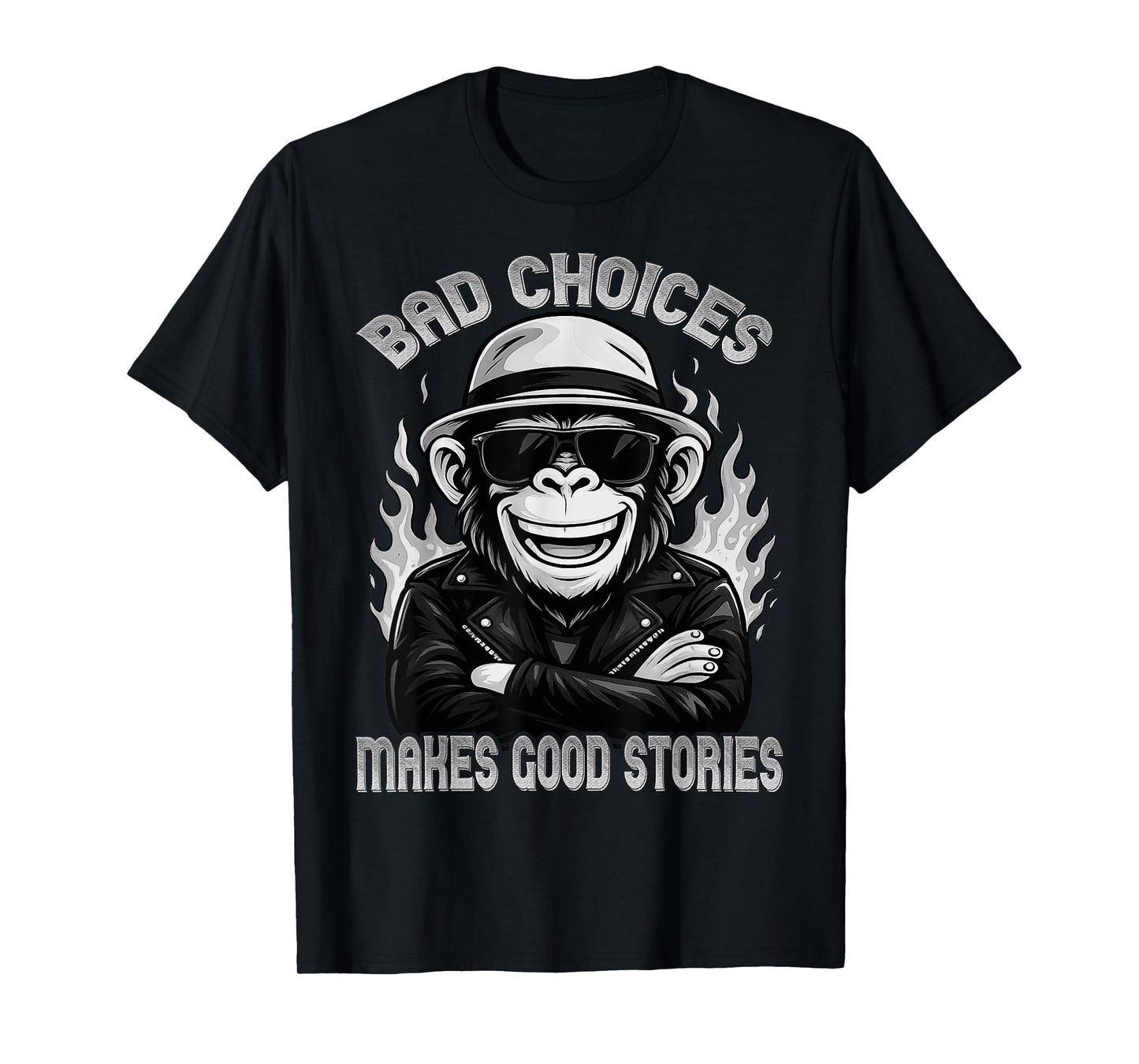Cool Monkey Bad Choices Make Good Stories Humor Design T-Shirt