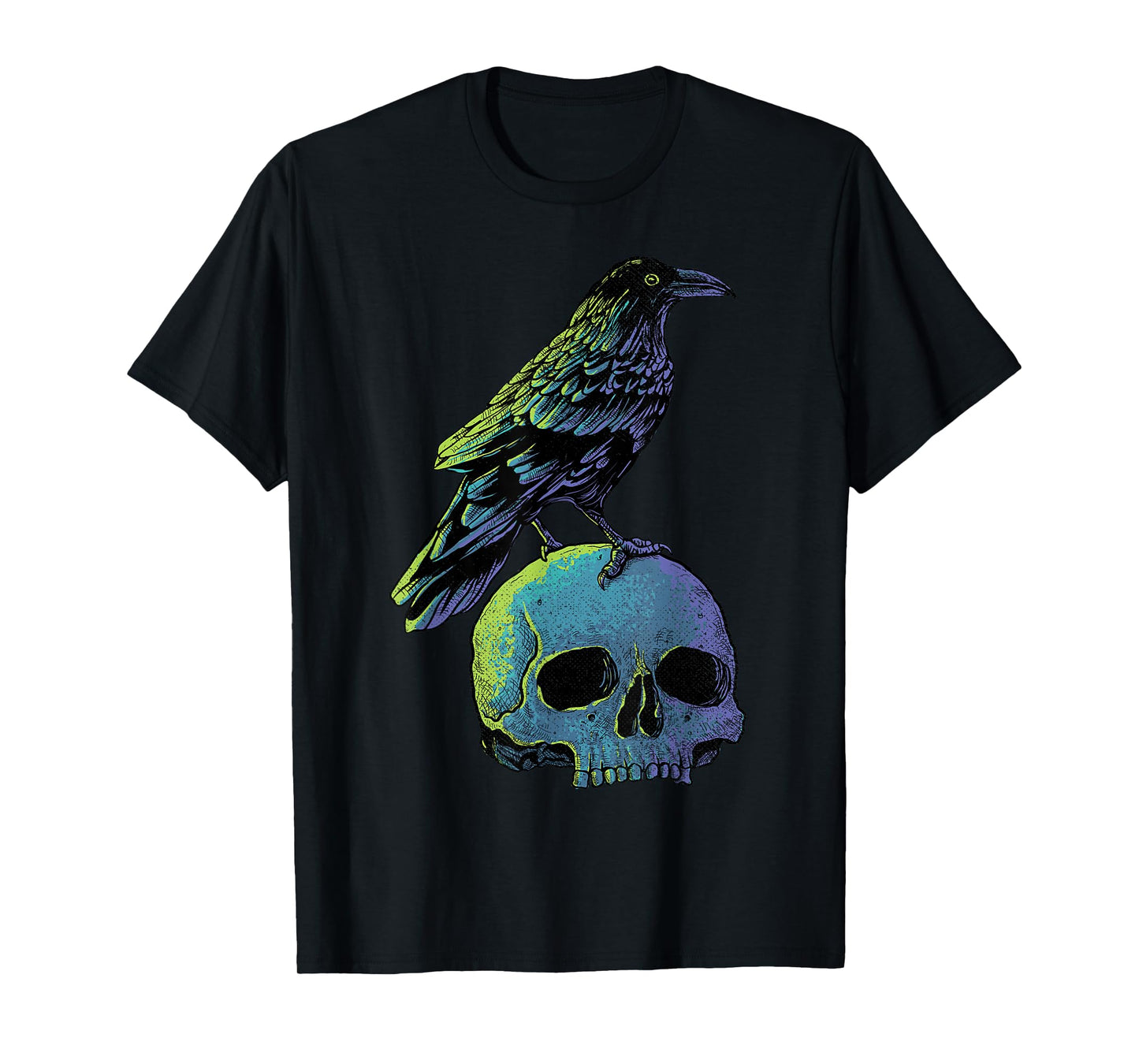 Vintage Crow Skull Spooky Raven Gothic Halloween Apparel T-Shirt