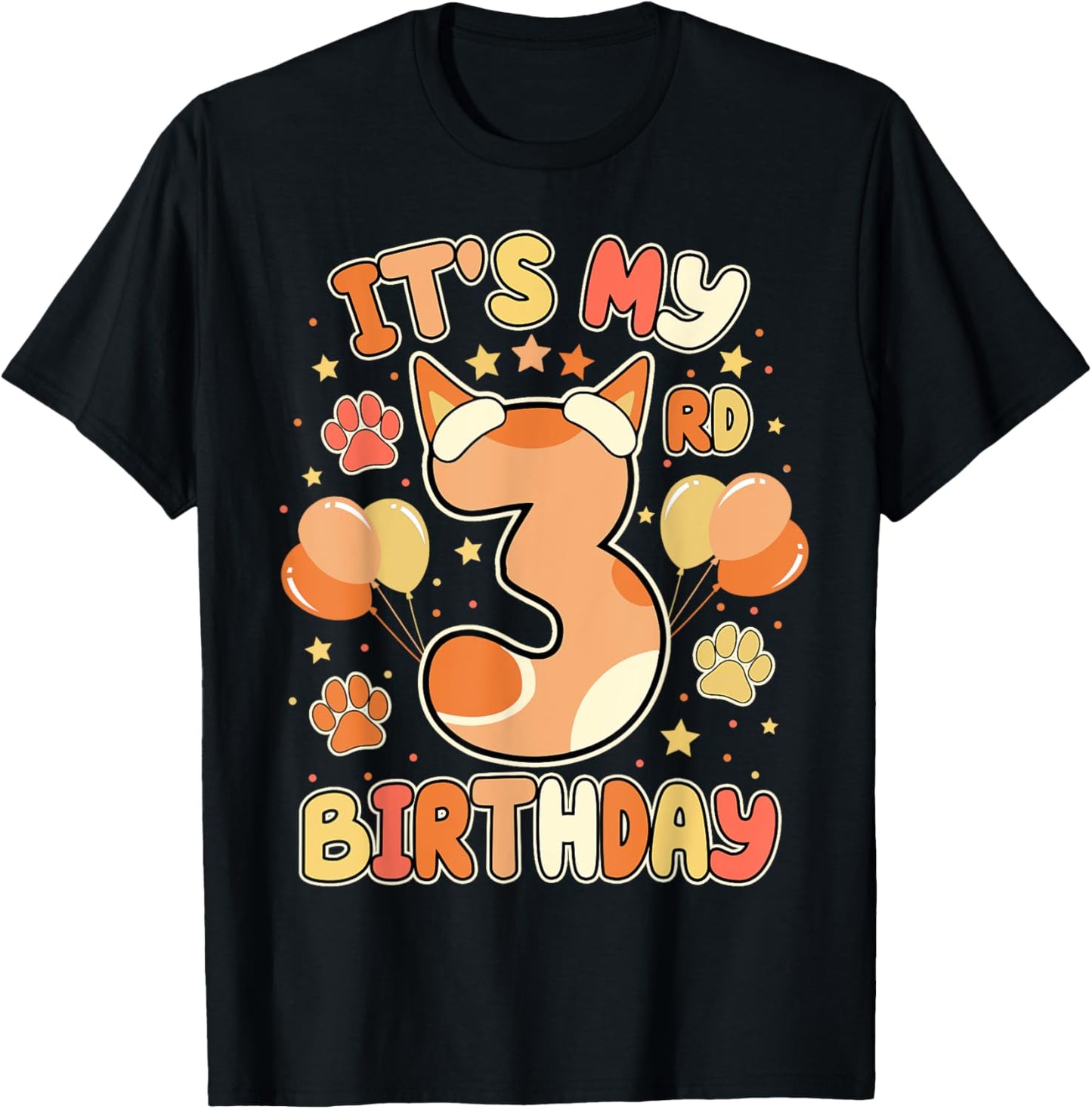 3rd Birthday Girl Blue Dog Theme Party Three Cool 3 Year Old T-Shirt