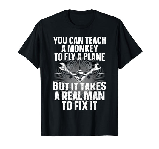 Funny Aircraft Mechanic Art For Men Boys Aircraft Technician T-Shirt