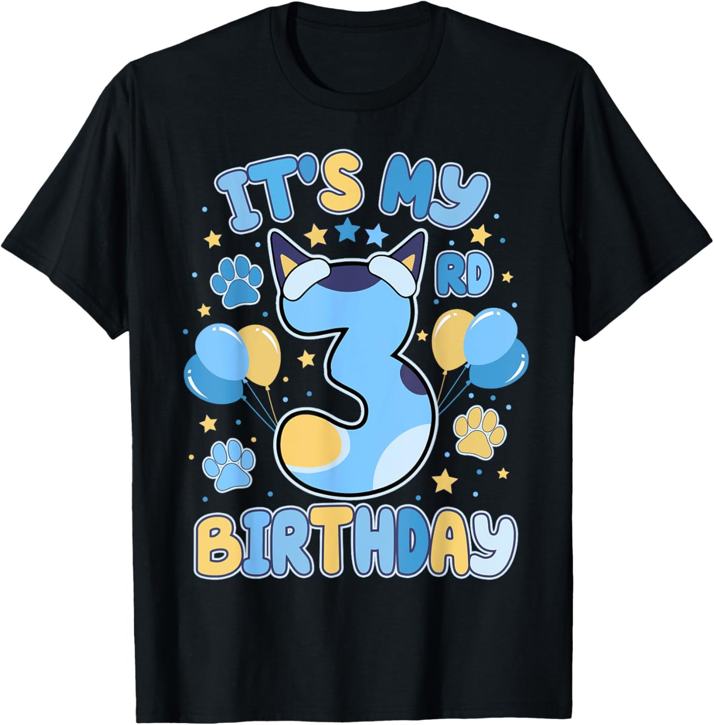 3rd Birthday Boy Blue Dog Theme Party Three Cool 3 Year Old T-Shirt