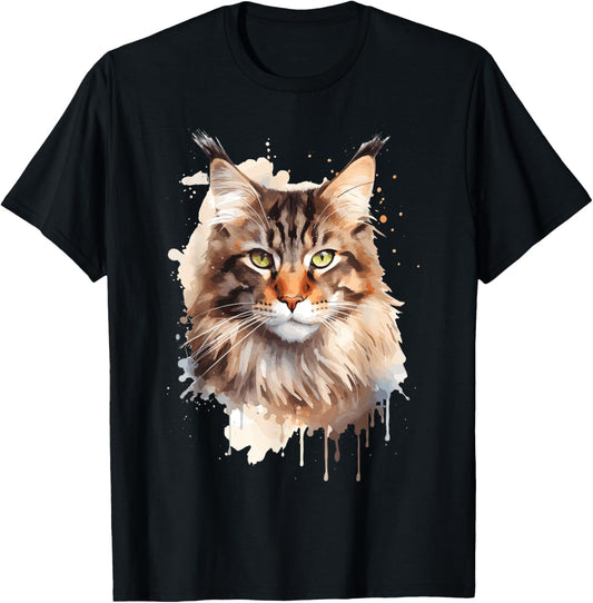 Maine Coon Cat Lovers Design Pop Art Maine Coon Cat T-Shirt