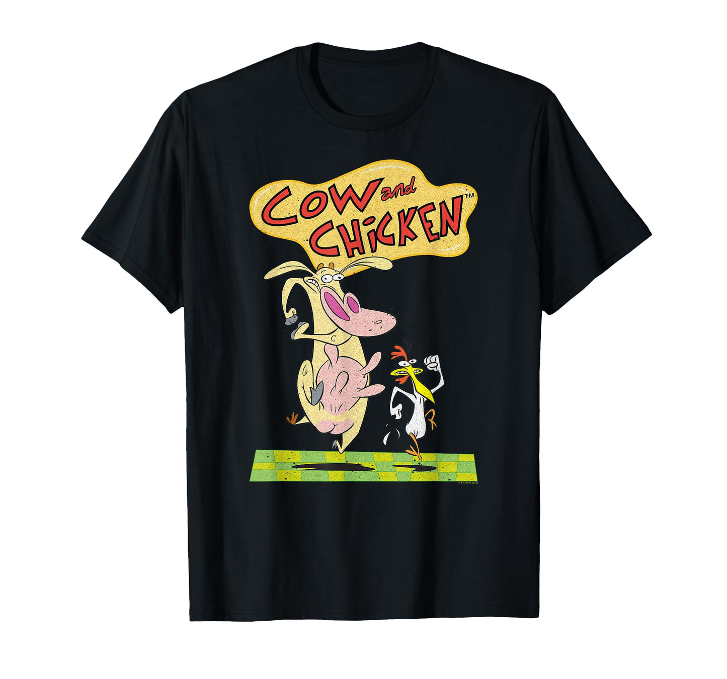 Cow and Chicken Vintage Running Characters Cartoon T-Shirt