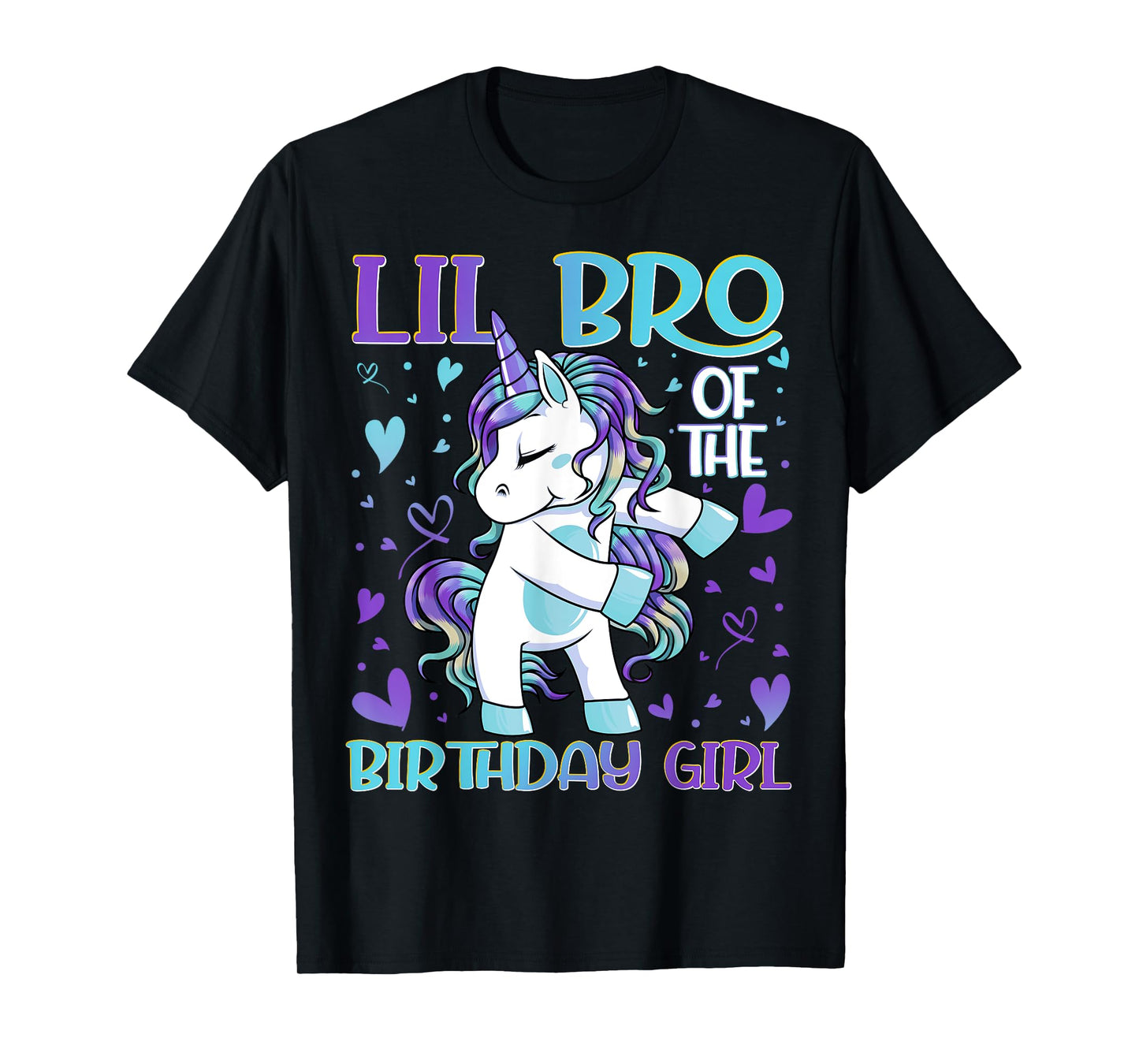 Lil Bro of the Birthday Girl Flossing Unicorn Little Brother T-Shirt
