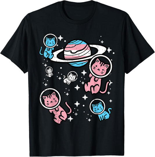 Trans Cats In Space Transgender Transsexual Pride Month Lgbt T-Shirt
