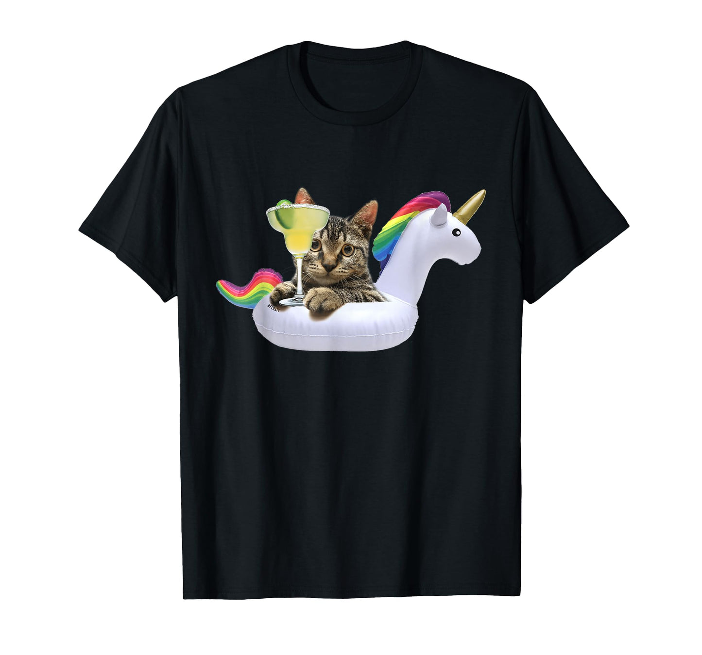 Summer Kitty With Margarita Unicorn Float Funny Cat Tshirt Men Women T-Shirt