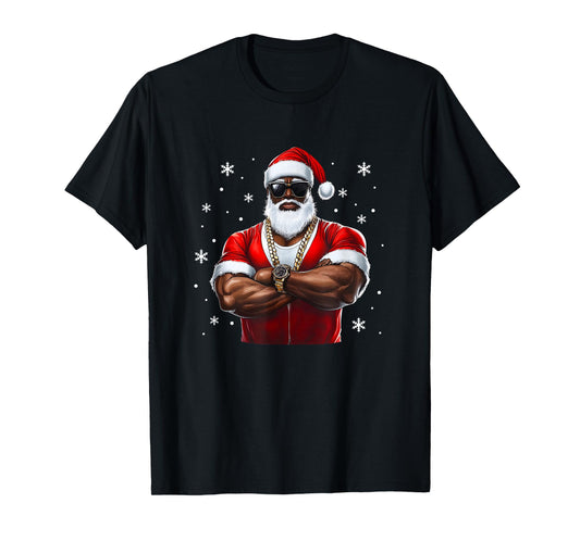 African American Santa Christmas Cool Afro Black X-Mas T-Shirt