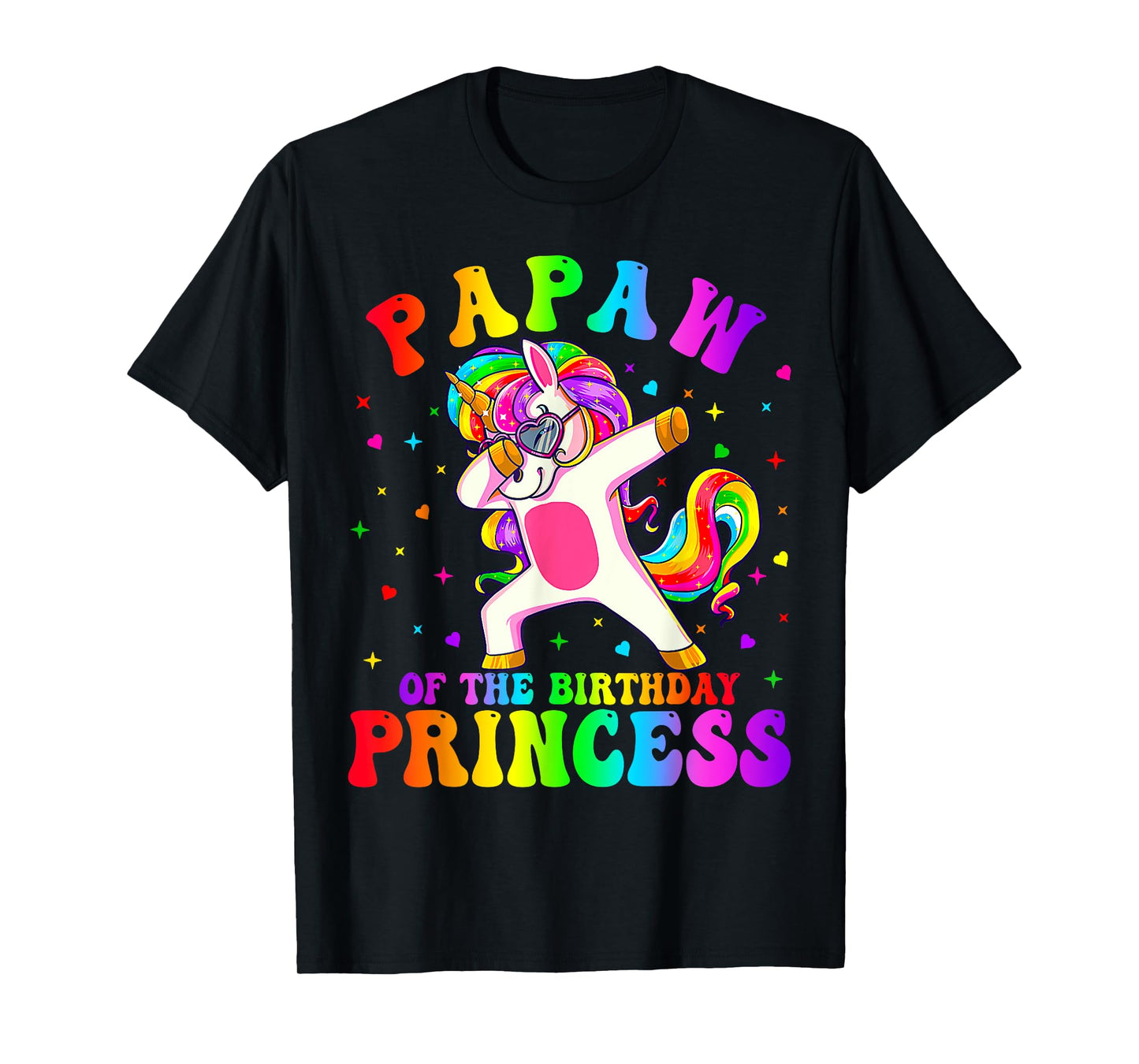 Papaw of the Birthday Princess Girl Dabbing Unicorn Funny T-Shirt
