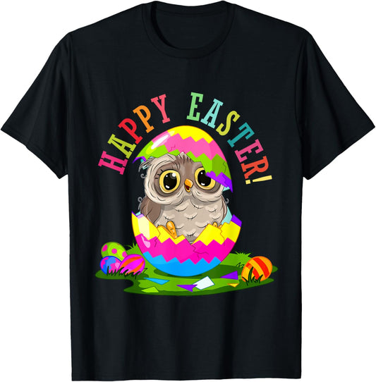 Happy Easter Owl In Chocolate Egg Hunting Eggs Lover Kids T-Shirt