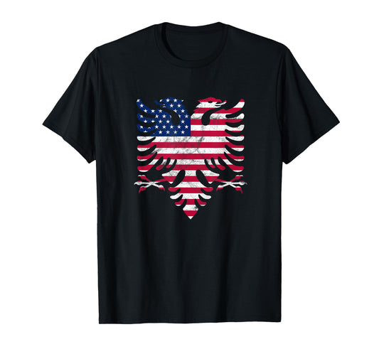 Albanian American Flag USA Albania Flag Eagle T-Shirt