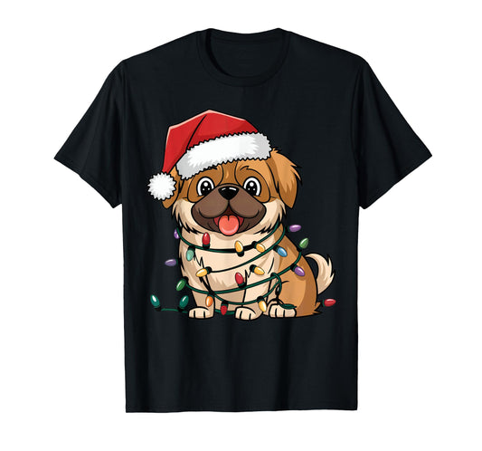 Pekingese Christmas Lights Xmas Dogs Gifts for Men Women T-Shirt