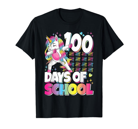 Cute 100 Days Of School Unicorn 100th Day Of School Girls T-Shirt