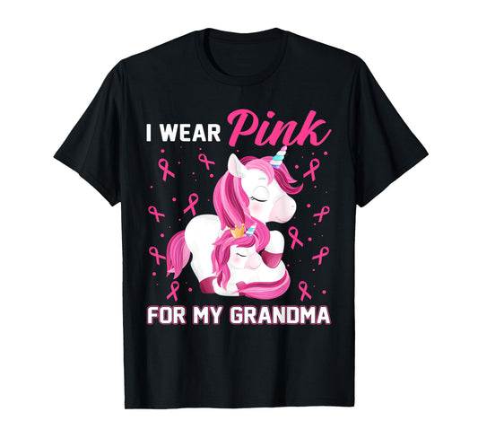 I Wear Pink For My Grandma Breast Cancer Awareness Unicorn T-Shirt