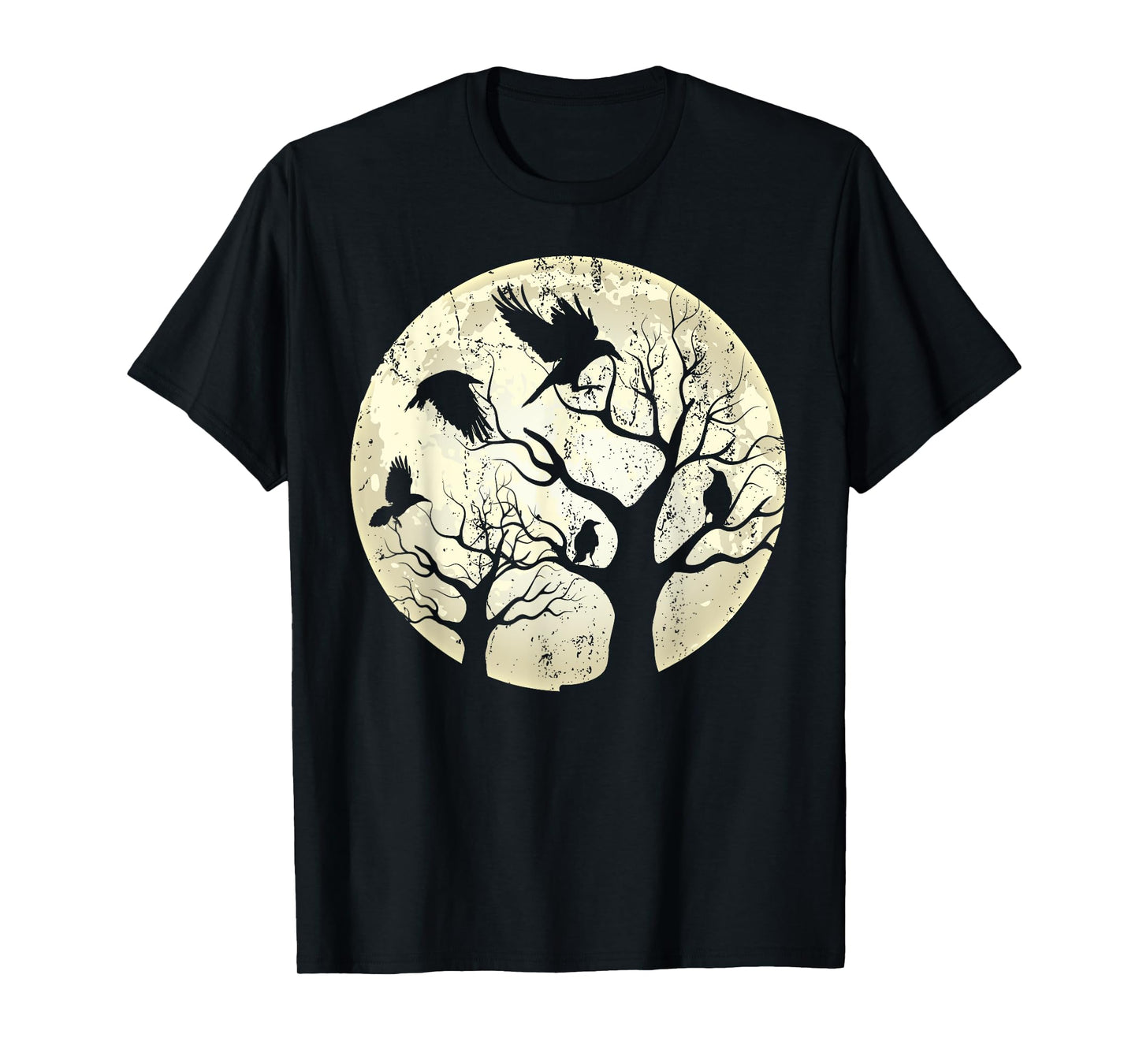 Gothic Animal Forest Bird Raven Creepy Night Moonlight Crow T-Shirt