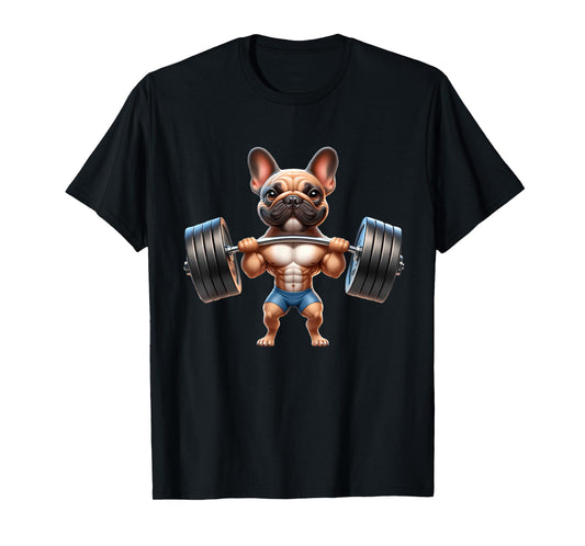 French Bulldog Gym Frenchie Weightlifter Bodybuilding T-Shirt for Men Women Kids