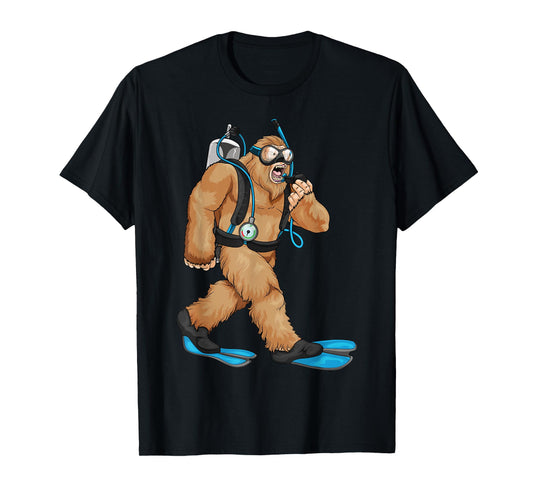 Bigfoot Scuba Diving Sasquatch Snorkeling Diver Swimming T-Shirt