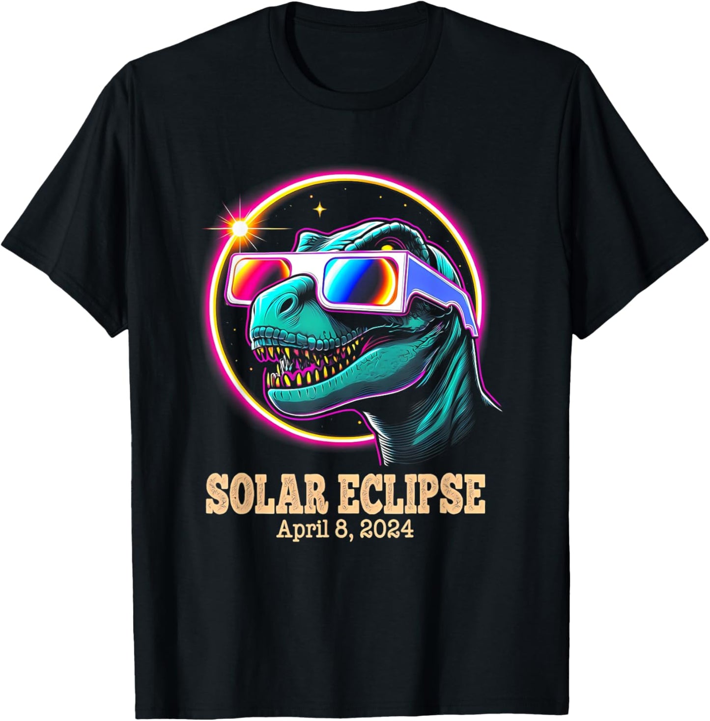 Funny Dinosaur T rex Total Solar Eclipse April 8, 2024 Gift T-Shirt