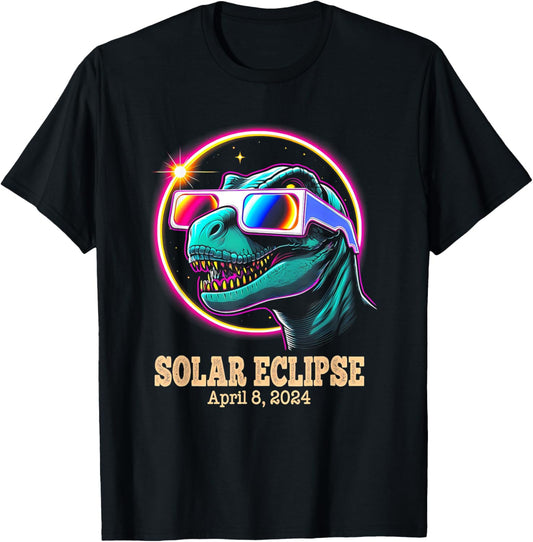 Funny Dinosaur T rex Total Solar Eclipse April 8, 2024 Gift T-Shirt