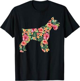 Schnauzer Flower Funny Dog Silhouette Floral Gifts Women T-Shirt