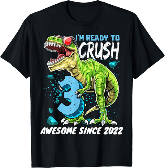3rd Birthday T Rex Dinosaur Party Boys Rawr I'm 3 T-Shirt