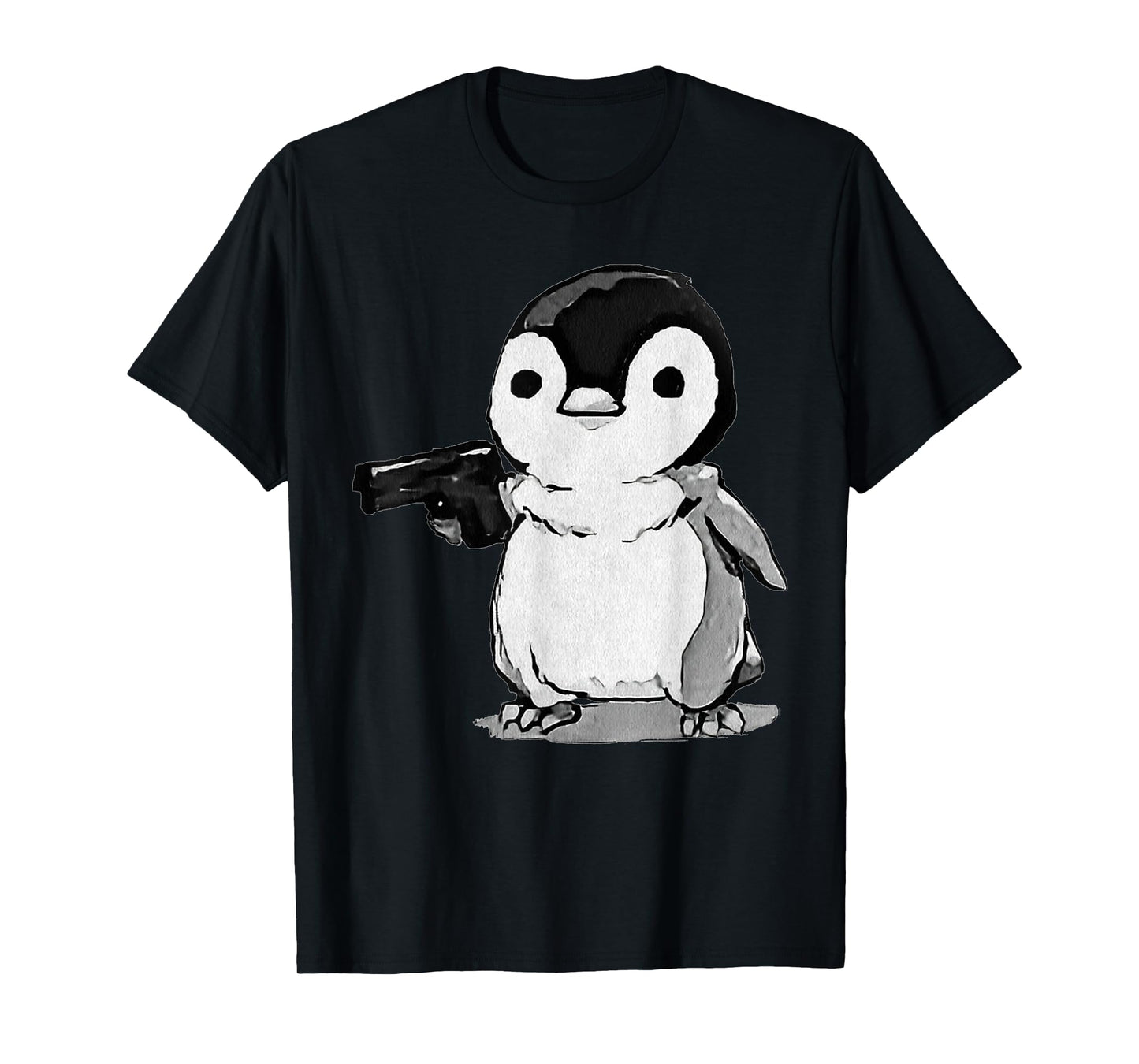 Eagerlys The Little Penguin Holding A Gun Vintage Art T-Shirt