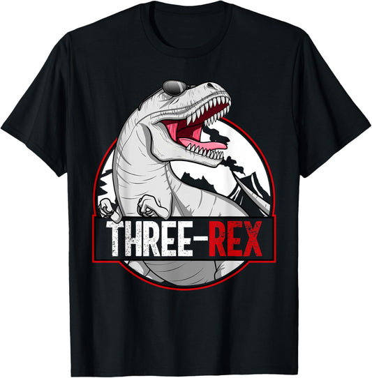 Three-Rex Matching Family Dinosaur Kids 3rd Birthday T-Shirt