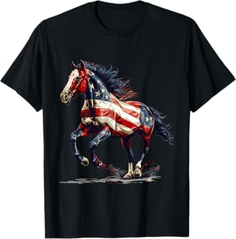 Patriotic Horse USA Flag Vintage Horse 4th Of July T-Shirt