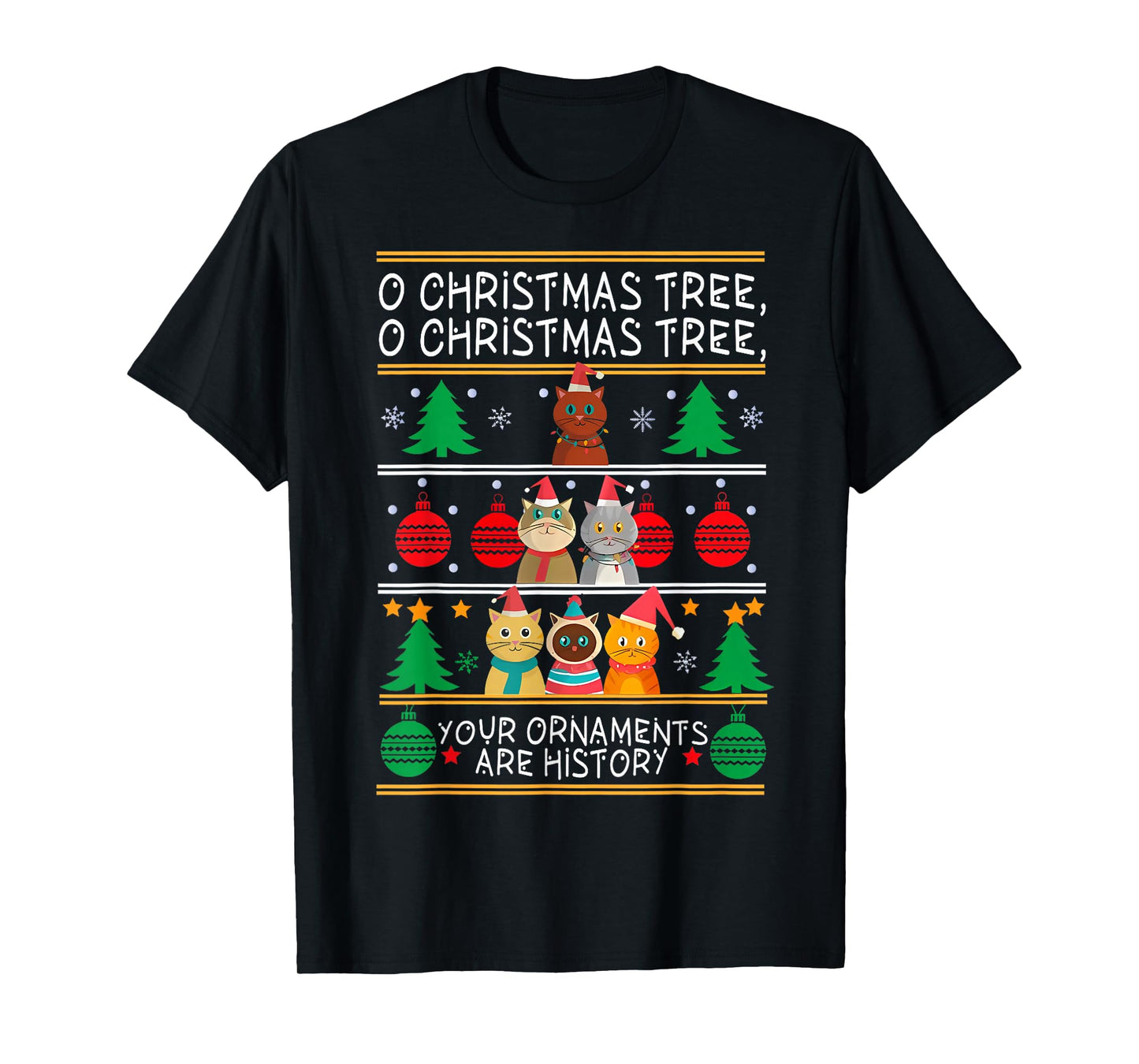 Merry Catmas Funny O Christmas Tree, Cat Xmas Meow Christmas T-Shirt