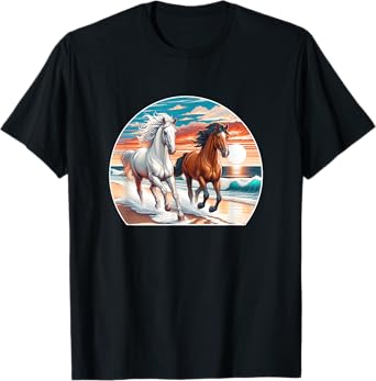 Horses Running On The Beach - T-Shirt for Men Women Kids