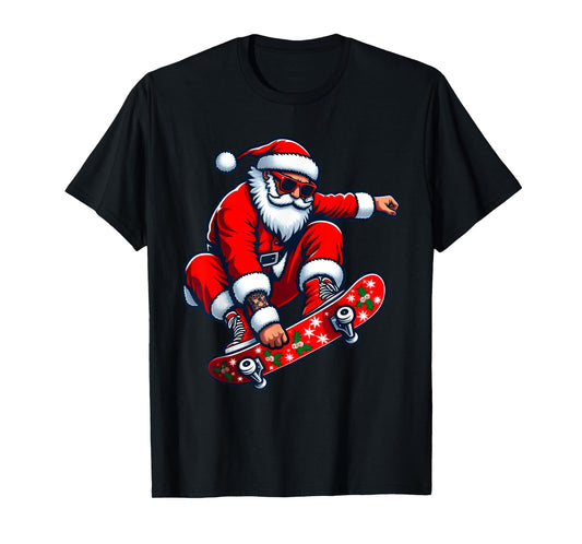 Santa Skateboarding Christmas Pajama Toddler Skateboarders T-Shirt