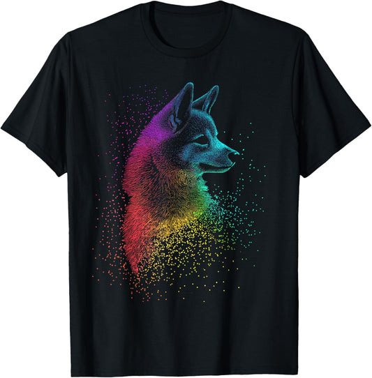 Shiba Inu Y2K Rainbow Abstract Art Retro Aesthetic T-Shirt