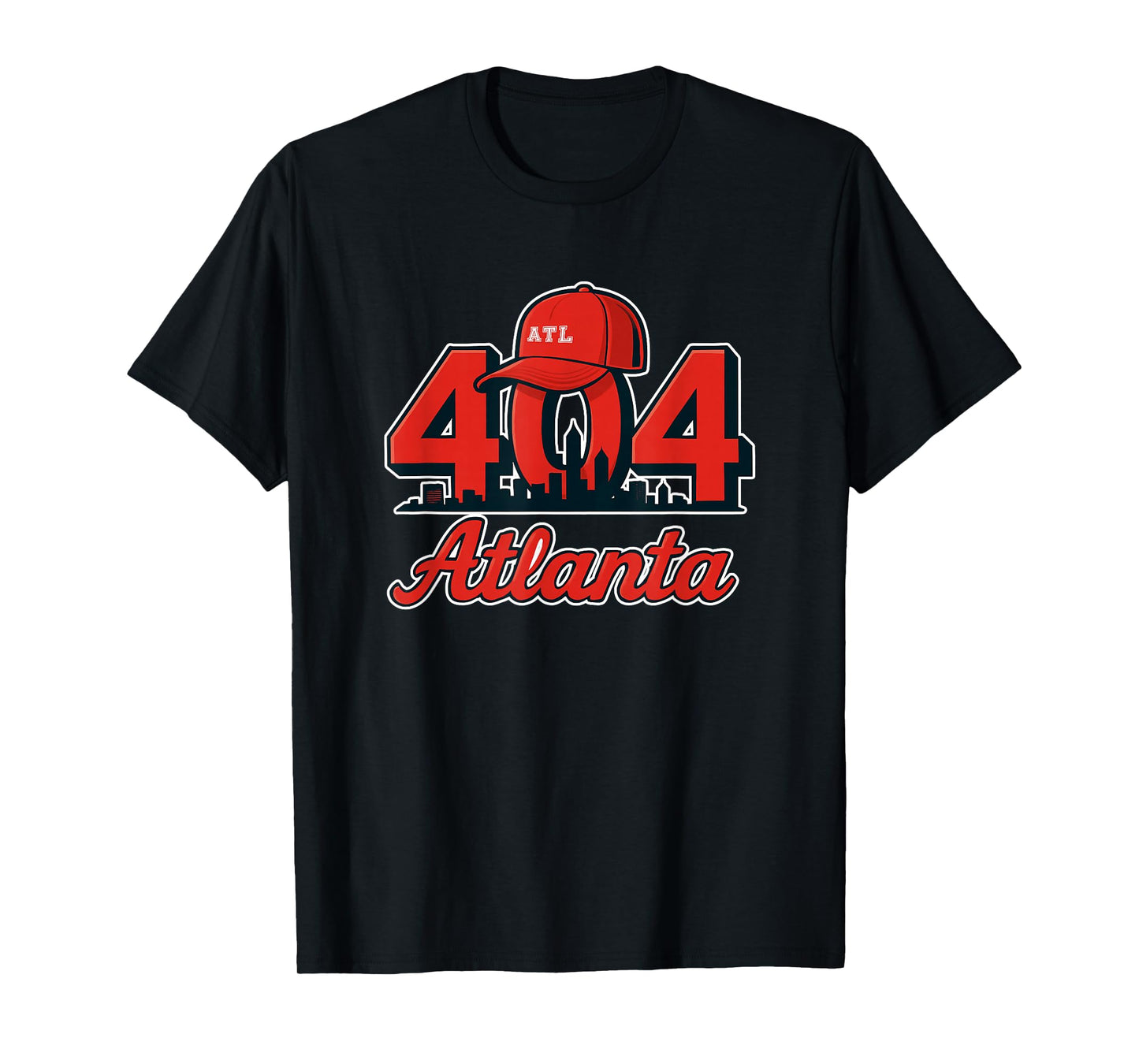 Atlanta 404 Red ATL Hat Skyline Hometown T-Shirt
