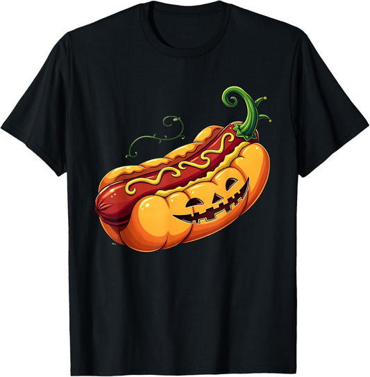 Scary Hotdog Pumpkin Funny Halloween Womens Mens Kids T-Shirt