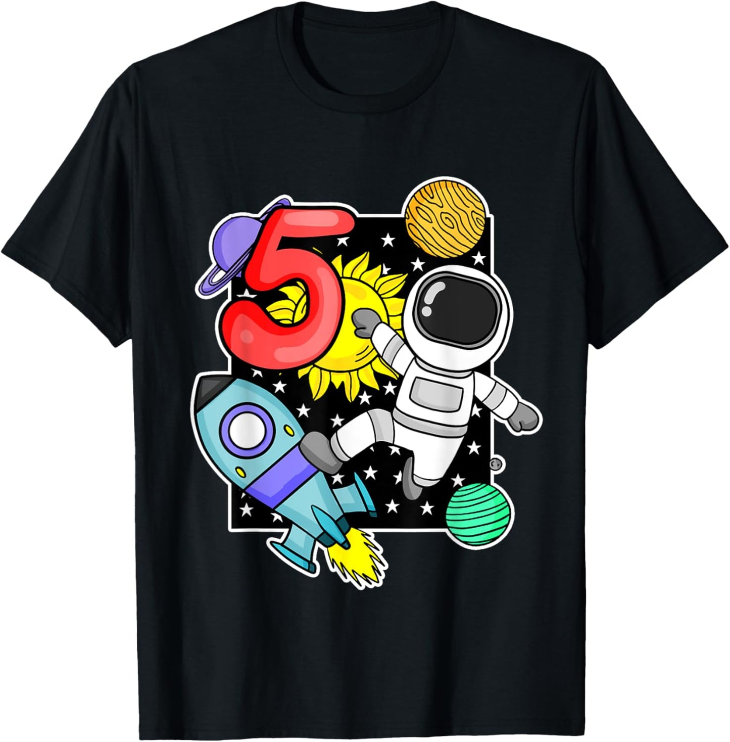 5th birthday boy astronaut Space Spaceship T-Shirt